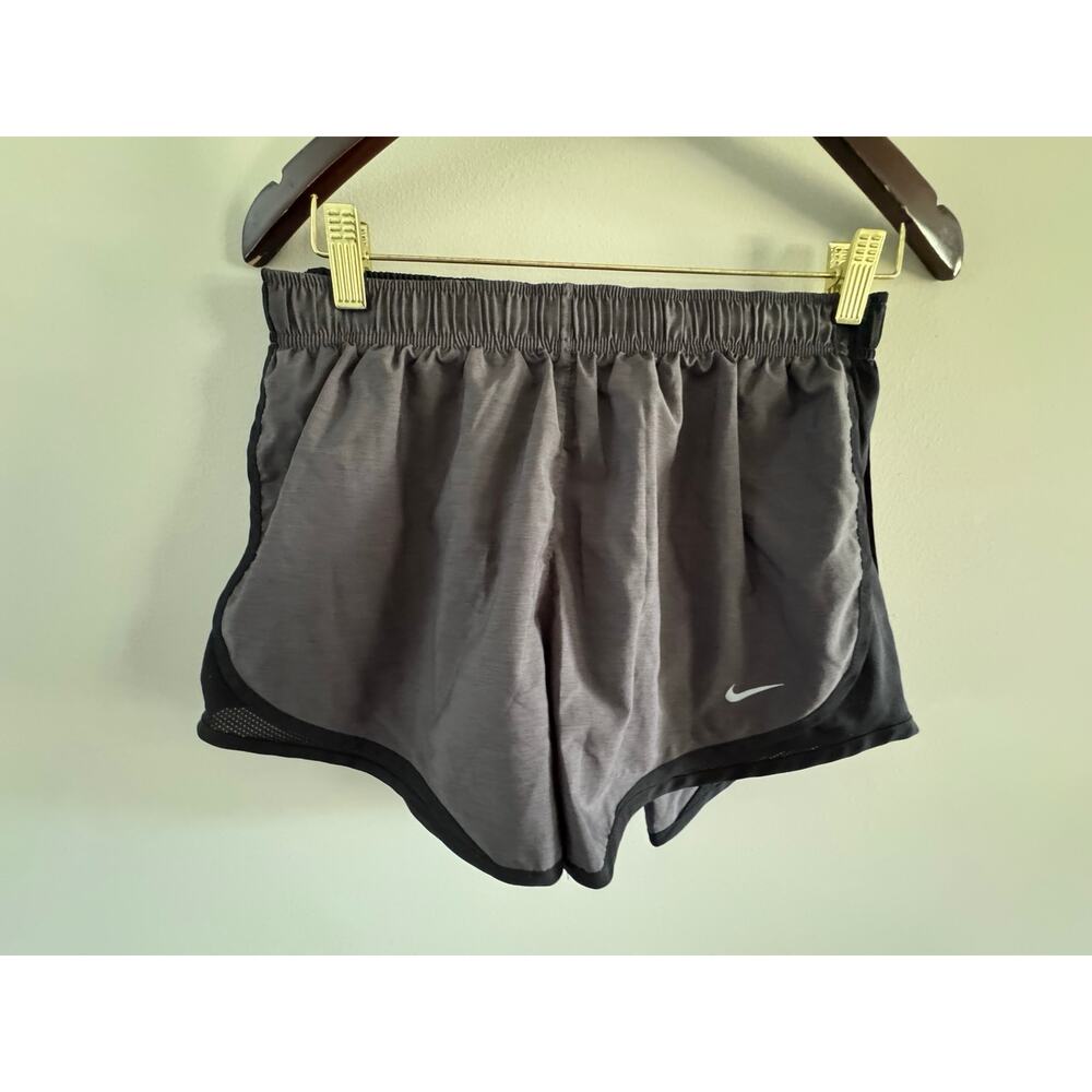 Nike Dri-FIT Running Shorts Women’s Size L Gray Black Athletic Gym Activewear
